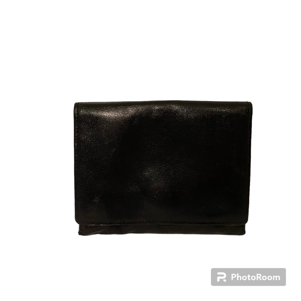 MARK CROSS VINTAGE CARD HOLDER COIN PURSE BLACK LEATHER ACCESSORY SNAP CLOSE
